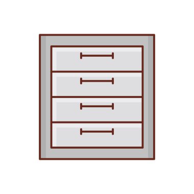 Şeffaf bir arkaplan üzerinde çekmece vektörü illüstrasyonu. Konsept ve grafik tasarım için vektör çizgisi düz simgesi. 