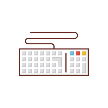 Şeffaf bir arkaplan üzerinde klavye vektör illüstrasyonu. Konsept ve grafik tasarım için vektör çizgisi düz simgesi. 