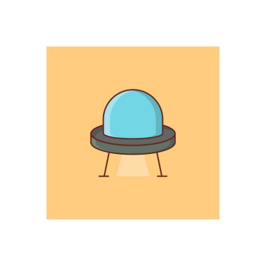 Saydam bir arkaplan üzerinde uzay gemisi vektör çizimi. Konsept ve grafik tasarım için vektör çizgisi düz simgesi. 