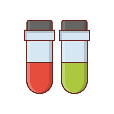 Şeffaf bir arkaplan üzerinde test tübü vektör çizimi. Konsept ve grafik tasarım için vektör çizgisi düz simgesi. 
