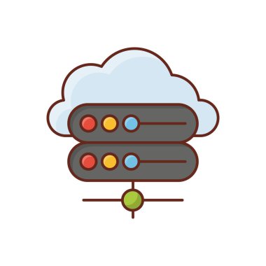 Şeffaf bir arkaplan üzerinde bulut hesaplama vektör çizimi. Konsept ve grafik tasarım için vektör çizgisi düz simgesi. 