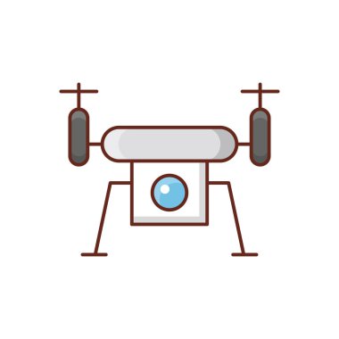 Şeffaf bir arkaplan üzerinde drone vektör illüstrasyonu. Konsept ve grafik tasarım için vektör çizgisi düz simgesi. 