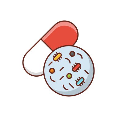 Şeffaf bir arkaplanda mikrop vektör çizimi. Konsept ve grafik tasarım için vektör çizgisi düz simgesi.