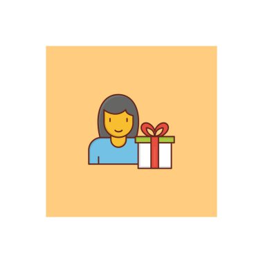 Şeffaf bir arkaplan üzerinde hediye vektörü illüstrasyonu. Konsept ve grafik tasarım için vektör çizgisi düz simgesi.