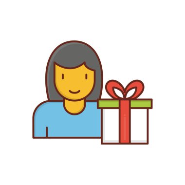 Şeffaf bir arkaplan üzerinde hediye vektörü illüstrasyonu. Konsept ve grafik tasarım için vektör çizgisi düz simgesi.