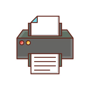 Şeffaf bir arkaplan üzerinde yazıcı vektör çizimi. Konsept ve grafik tasarımı için birinci sınıf kalite semboller.. 