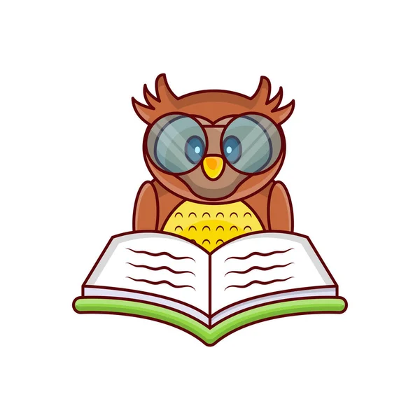 Owl Book Reading Vector Illustration Transparent Background Premium Quality Symbols — Stock Vector