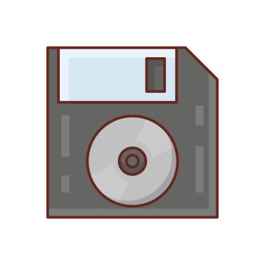 Şeffaf bir arkaplanda disket vektör çizimi. Konsept ve grafik tasarım için vektör çizgisi düz simgesi. 