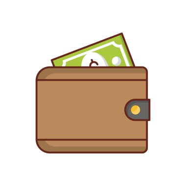 Saydam bir arkaplanda cüzdan vektörü çizimi. Konsept ve grafik tasarım için vektör çizgisi düz simgesi. 