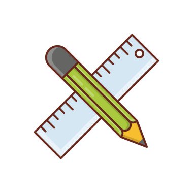 Şeffaf bir arkaplan üzerinde cetvel vektör çizimi. Konsept ve grafik tasarım için vektör çizgisi düz simgesi. 