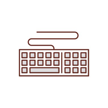 Şeffaf bir arkaplan üzerinde klavye vektör illüstrasyonu. Konsept ve grafik tasarım için vektör çizgisi düz simgesi. 