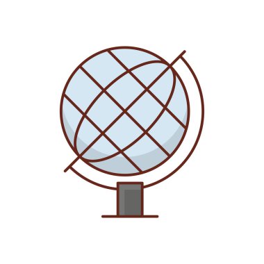 Şeffaf bir arkaplan üzerinde küresel vektör çizimi. Konsept ve grafik tasarım için vektör çizgisi düz simgesi. 