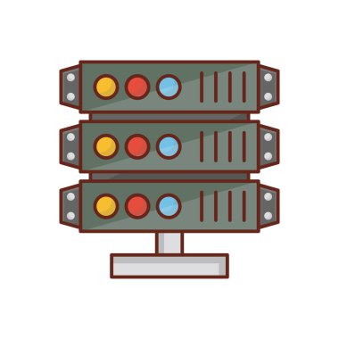 Şeffaf bir arkaplan üzerinde sunucu ağ vektör illüstrasyonu. Konsept ve grafik tasarım için birinci sınıf kalite semboller. vektör çizgisi düz simgesi. 
