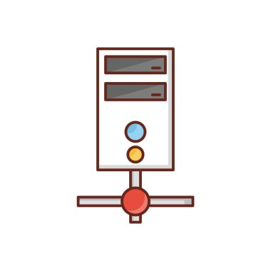 Şeffaf bir arkaplan üzerinde PC ağ vektör illüstrasyonu. Konsept ve grafik tasarımı için birinci sınıf kalite semboller. vektör çizgisi düz simgesi. 