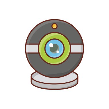 Saydam bir arkaplan üzerinde web cam vektör illüstrasyonu. Konsept ve grafik tasarım için vektör çizgisi düz simgesi. 