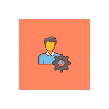 Şeffaf bir arkaplan üzerinde vektör illüstrasyonunu ayarlayan çalışan. Konsept ve grafik tasarım için vektör çizgisi düz simgesi. 