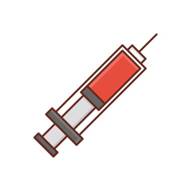Şeffaf bir arkaplanda enjeksiyon vektör çizimi. Konsept ve grafik tasarım için vektör çizgisi düz simgesi. 
