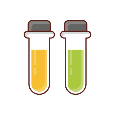 Şeffaf bir arkaplan üzerinde test tübü vektör çizimi. Konsept ve grafik tasarım için vektör çizgisi düz simgesi. 