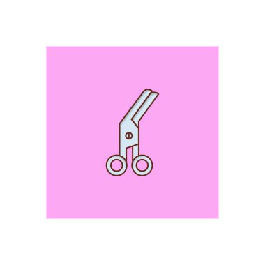 Saydam bir arkaplanda makas vektör çizimi. Konsept ve grafik tasarım için vektör çizgisi düz simgesi. 