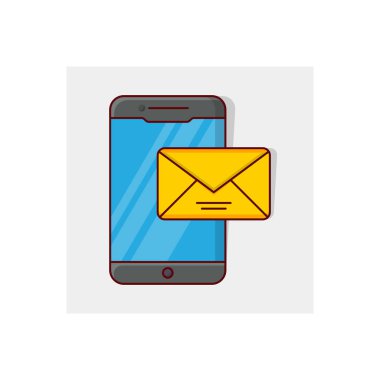 Şeffaf bir arkaplan üzerinde mobil ileti vektör illüstrasyonu. Konsept ve grafik tasarımı için birinci sınıf kalite semboller..