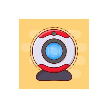 Saydam bir arkaplan üzerinde web cam vektör illüstrasyonu. Konsept ve grafik tasarım için vektör çizgisi düz simgesi.