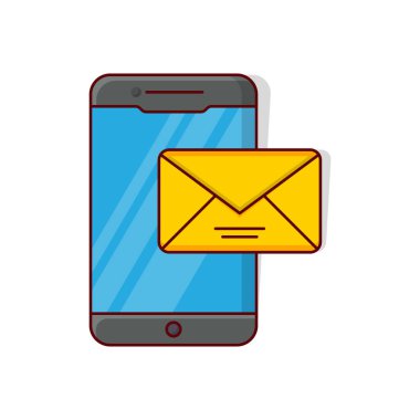 Şeffaf bir arkaplan üzerinde mobil ileti vektör illüstrasyonu. Konsept ve grafik tasarımı için birinci sınıf kalite semboller..