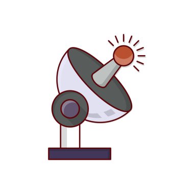 Şeffaf arkaplan üzerinde çanak anten vektör çizimi. Konsept ve grafik tasarımı için vektör çizgisi düz simgesi.