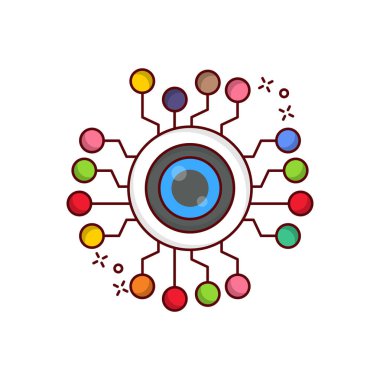 Şeffaf bir arkaplan üzerinde göz ağı çizimi. Konsept ve grafik tasarım için vektör çizgisi düz simgesi.