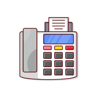 Şeffaf bir arkaplan üzerinde faks makinesi vektör çizimi. Konsept ve grafik tasarım için vektör çizgisi düz simgesi..