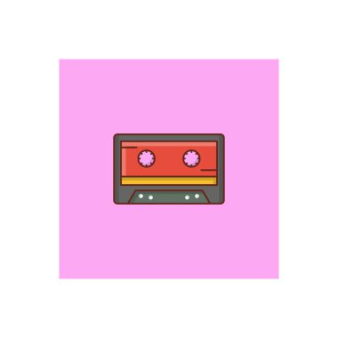 Şeffaf bir arkaplan üzerinde kaset vektör illüstrasyonu. Konsept ve grafik tasarım için vektör çizgisi düz simgesi. 