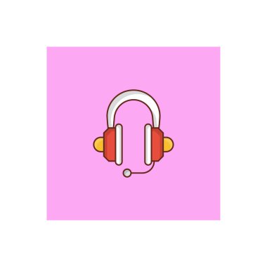 Şeffaf bir arkaplan üzerinde kulaklık vektör çizimi. Konsept ve grafik tasarım için vektör çizgisi düz simgesi. 