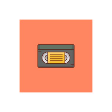 Şeffaf bir arkaplan üzerinde kaset vektör illüstrasyonu. Konsept ve grafik tasarım için vektör çizgisi düz simgesi.