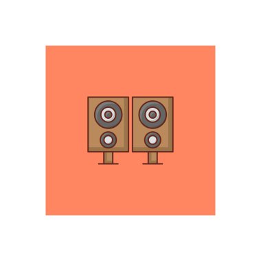 Şeffaf arkaplan üzerinde hoparlör temsilciliği. Konsept ve grafik tasarım için vektör çizgisi düz simgesi. 