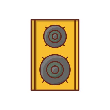 Şeffaf arkaplan üzerinde woofer vektör çizimi. Konsept ve grafik tasarım için vektör çizgisi düz simgesi.. 