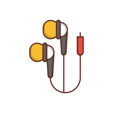 Şeffaf bir arkaplan üzerinde kulaklık vektör çizimi. Konsept ve grafik tasarım için vektör çizgisi düz simgesi. 