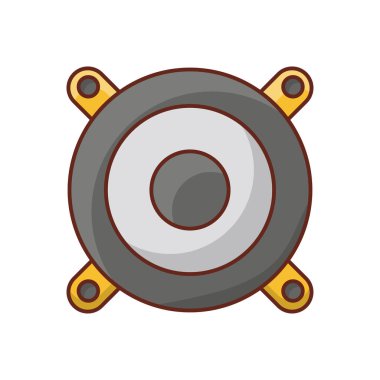 Şeffaf arkaplan üzerinde woofer vektör çizimi. Konsept ve grafik tasarım için vektör çizgisi düz simgesi.. 