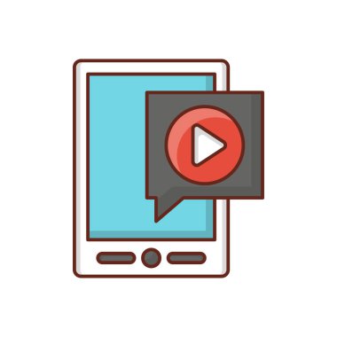 Şeffaf bir arkaplan üzerinde mobil video vektör çizimi. Konsept ve grafik tasarım için birinci sınıf kalite semboller.. 