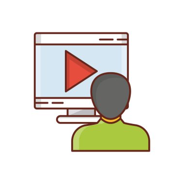 Saydam bir arkaplan üzerinde video vektör illüstrasyonu. Konsept ve grafik tasarım için birinci sınıf kalite semboller.. 