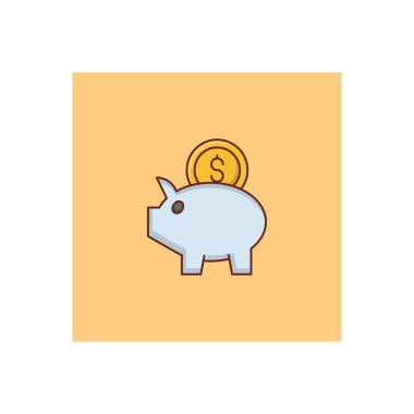 Saydam bir arkaplan üzerinde $Piggy vektör çizimi. Konsept ve grafik tasarımı için vektör çizgisi düz simgesi.. 