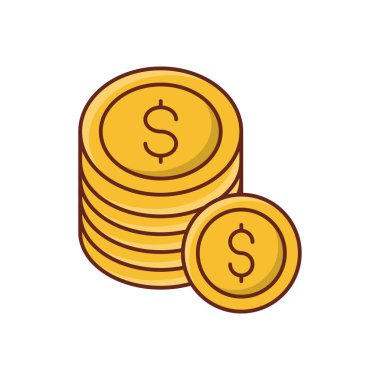 Saydam bir arkaplanda dolar vektör çizimi. Konsept ve grafik tasarım için vektör çizgisi düz simgesi.. 