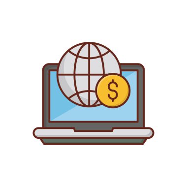 Saydam bir arkaplan üzerinde çevrimiçi bankacılık Vektörü illüstrasyonu. Konsept ve grafik tasarım için vektör çizgisi düz simgesi.