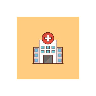 Saydam bir arkaplan üzerinde hastane vektör çizimi. Konsept ve grafik tasarımı için birinci sınıf kalite semboller..