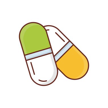 Şeffaf bir arkaplanda hap vektör çizimi. Konsept ve grafik tasarım için vektör çizgisi düz simgesi.. 