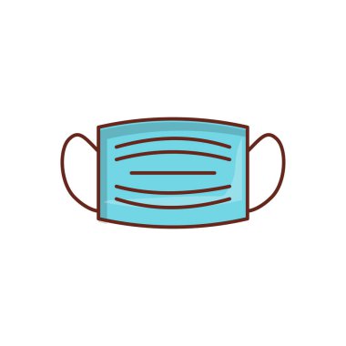 Şeffaf bir arkaplanda yüz maskesi çizimi. Konsept ve grafik tasarım için vektör çizgisi düz simgesi. 