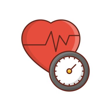 Şeffaf bir arkaplanda kalp atışı vektör çizimi. Konsept ve grafik tasarım için vektör çizgisi düz simgesi 