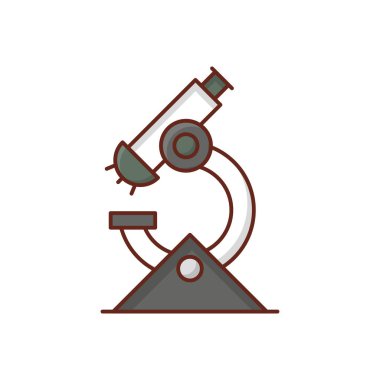 Şeffaf bir arkaplanda mikroskop vektör çizimi. Konsept ve grafik tasarım için vektör çizgisi düz simgesi