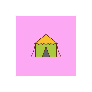 Şeffaf bir arkaplan üzerinde kamp vektörü illüstrasyonu. Premium kalite semboller. Konsept ve grafik tasarım için vektör çizgisi düz simgesi 