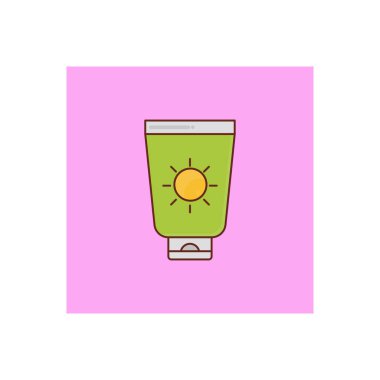 Şeffaf bir arkaplan üzerinde güneş kremi Vektörü illüstrasyonu. Konsept ve grafik tasarım için vektör çizgisi düz simgesi