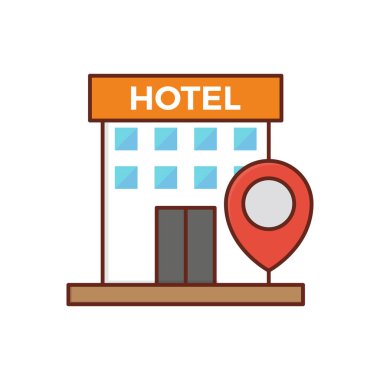 Saydam bir arkaplan üzerinde otel vektörü illüstrasyonu. Konsept ve grafik tasarımı için vektör çizgisi düz simgesi. 