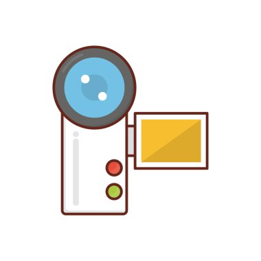 Şeffaf bir arkaplan üzerinde kamera vektör çizimi. Konsept ve grafik tasarım için birinci sınıf kalite semboller.